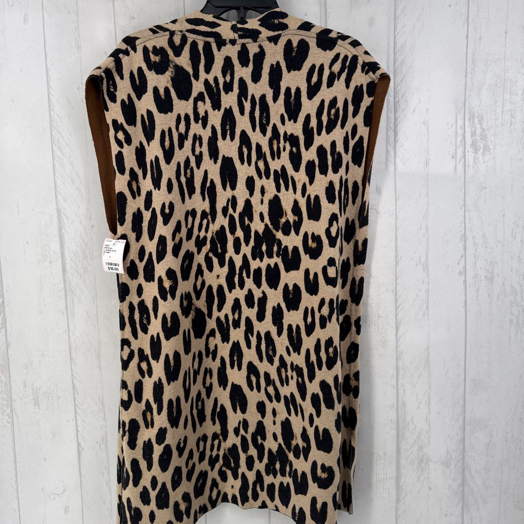 L animal print sweater vest