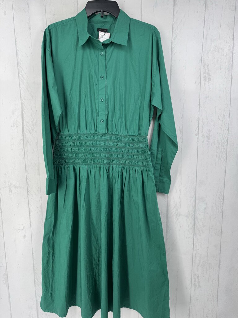 8 button down smocked waist l/s dress