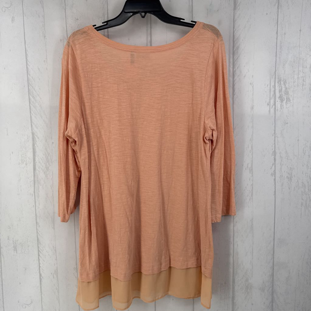 L embelished layered hem 3/4 slv tunic