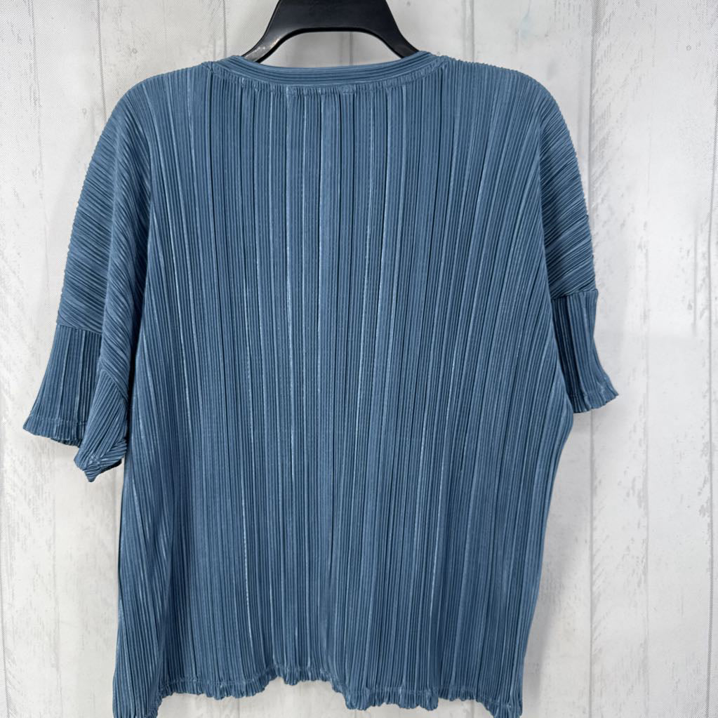 L pleated drop shoulder s/s top