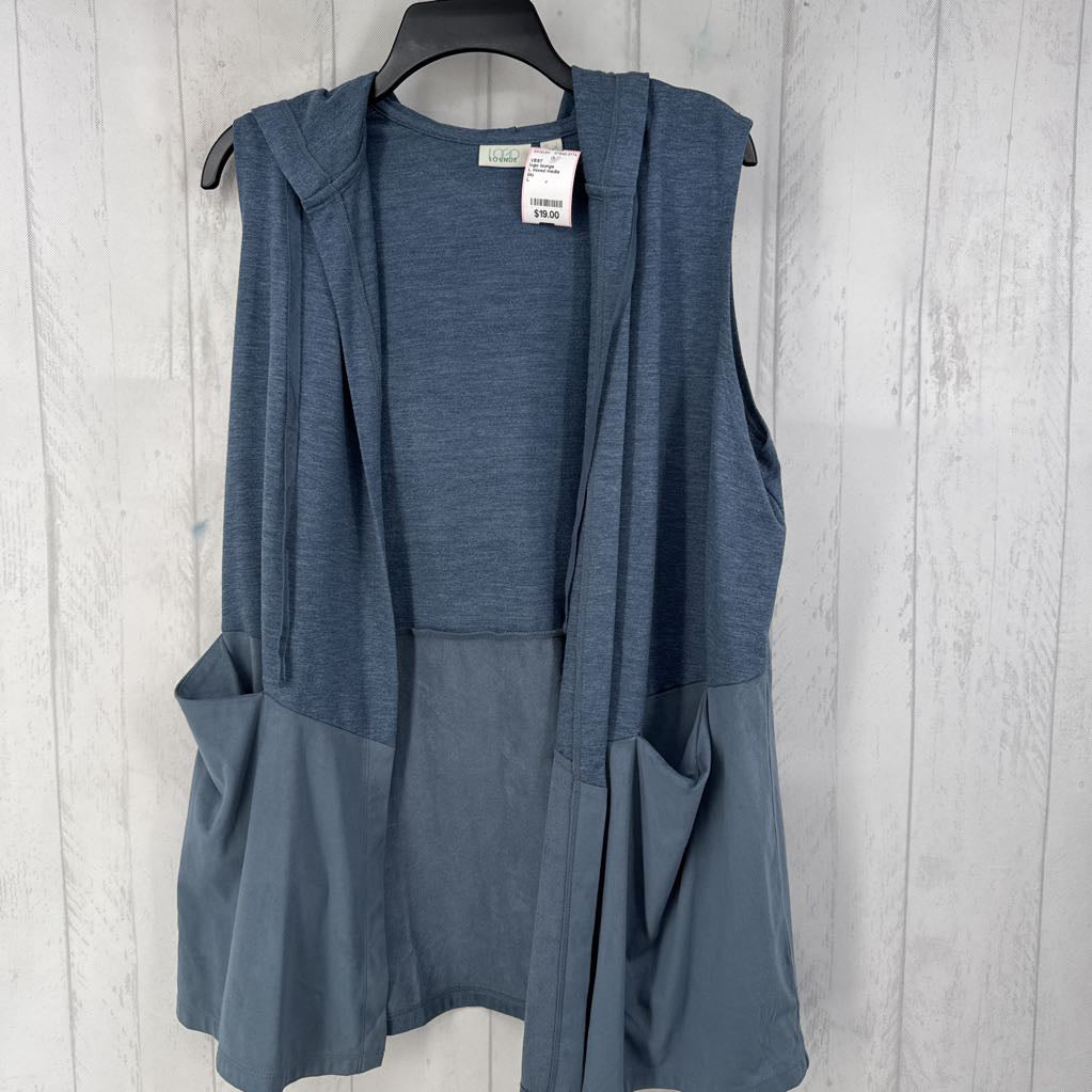 L mixed media hooded vest
