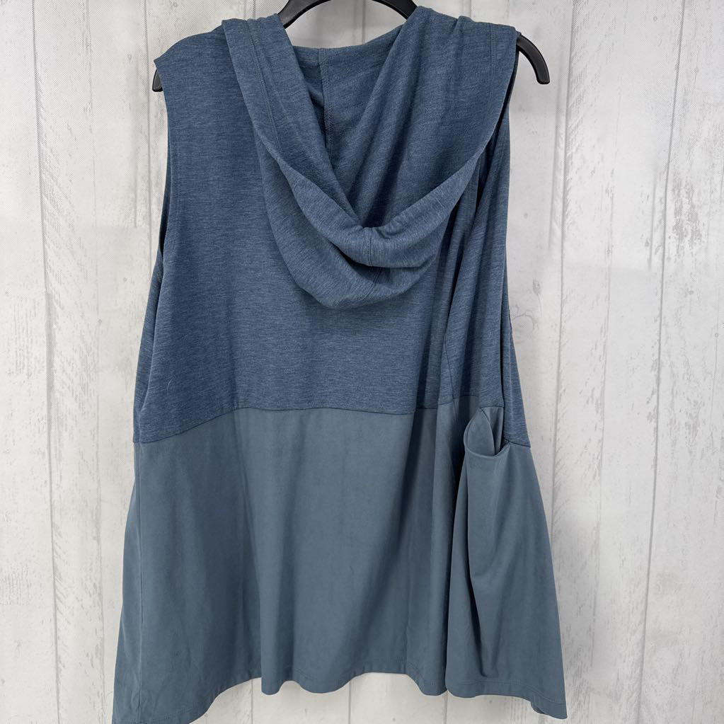 L mixed media hooded vest