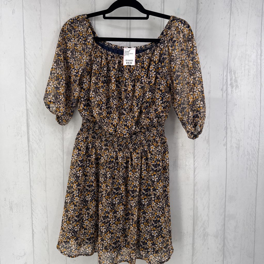 M flo print elbow slv dress