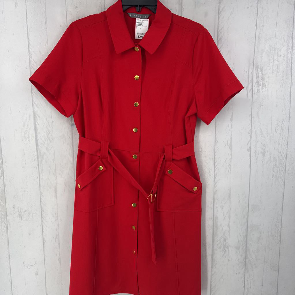 14 button down s/s belted dress