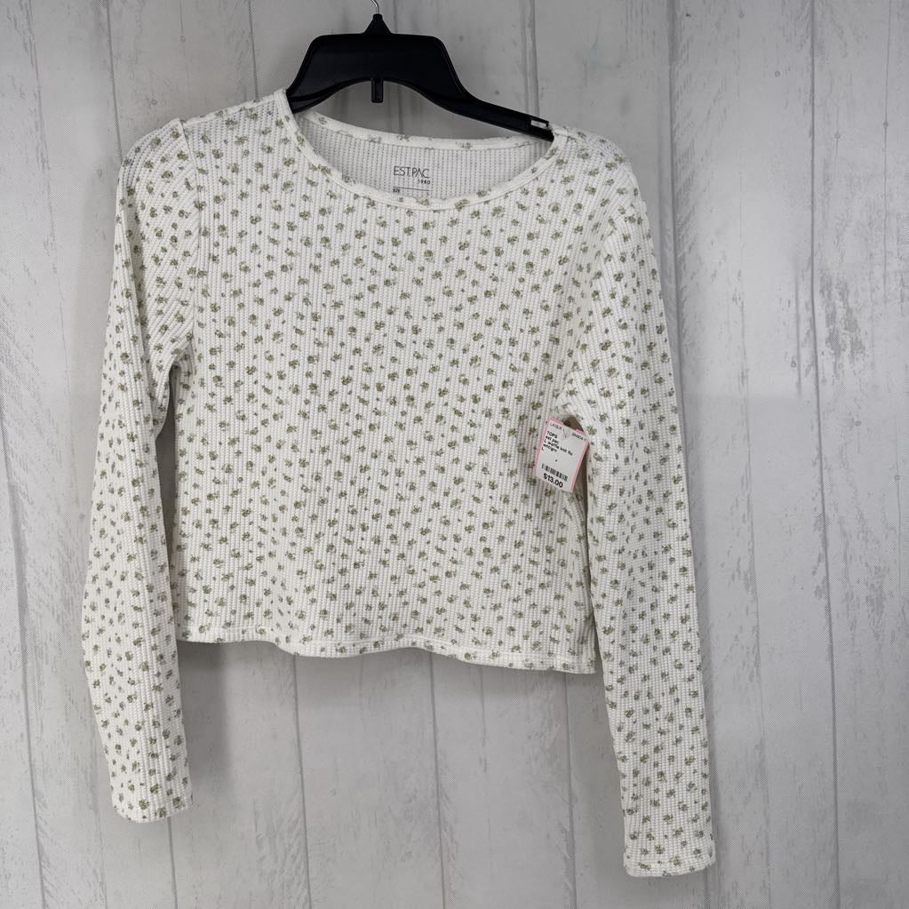 L waffle knit flo print l/s top