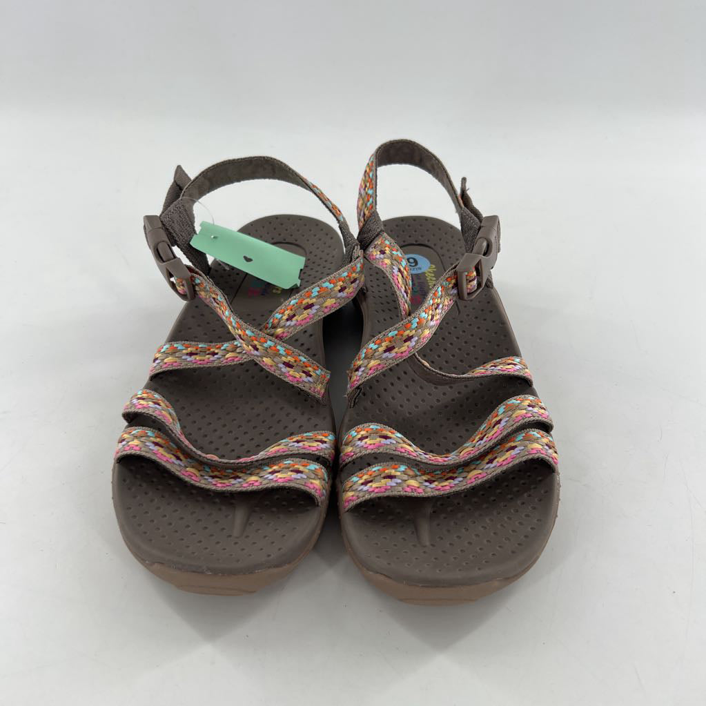 6 woven strap buckle closure sandals