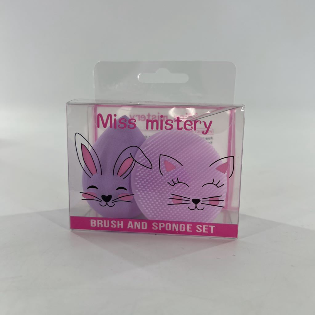 2pc brush & sponge set-purp