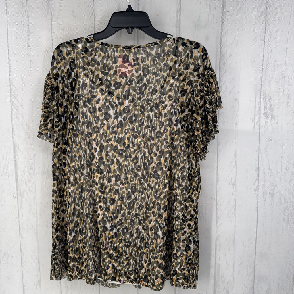 XL pleated animal print s/s top w/ cami
