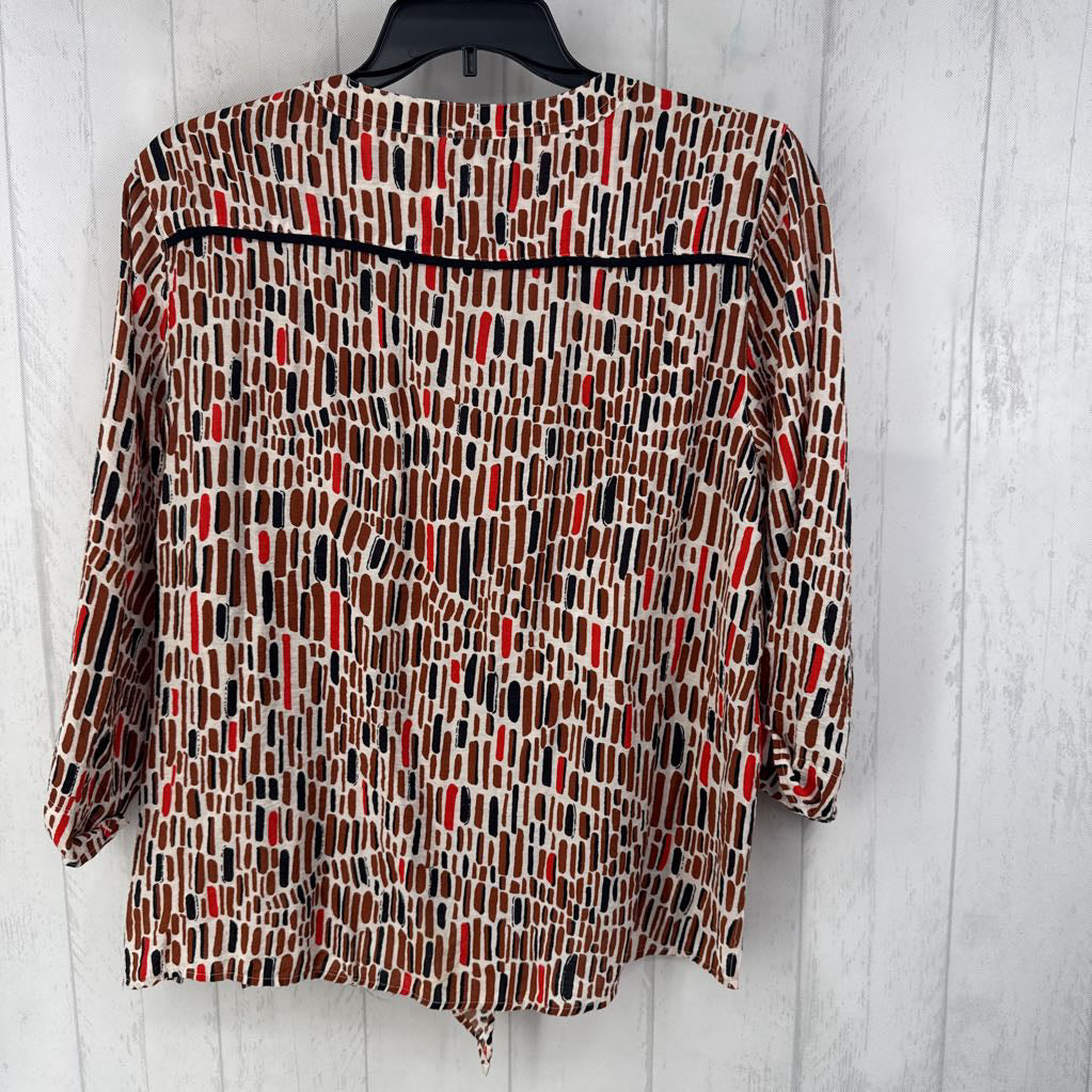 XL printed button down l/s top