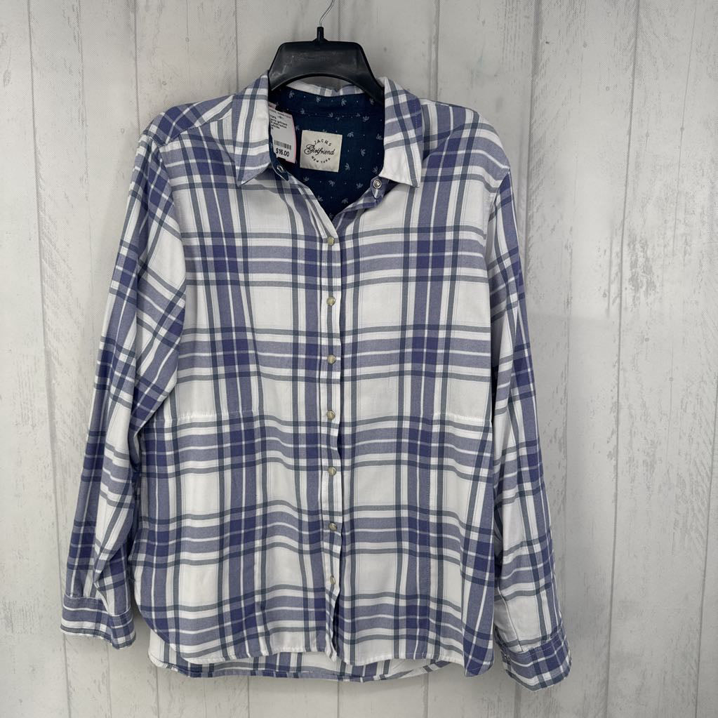 M plaid button down l/s top