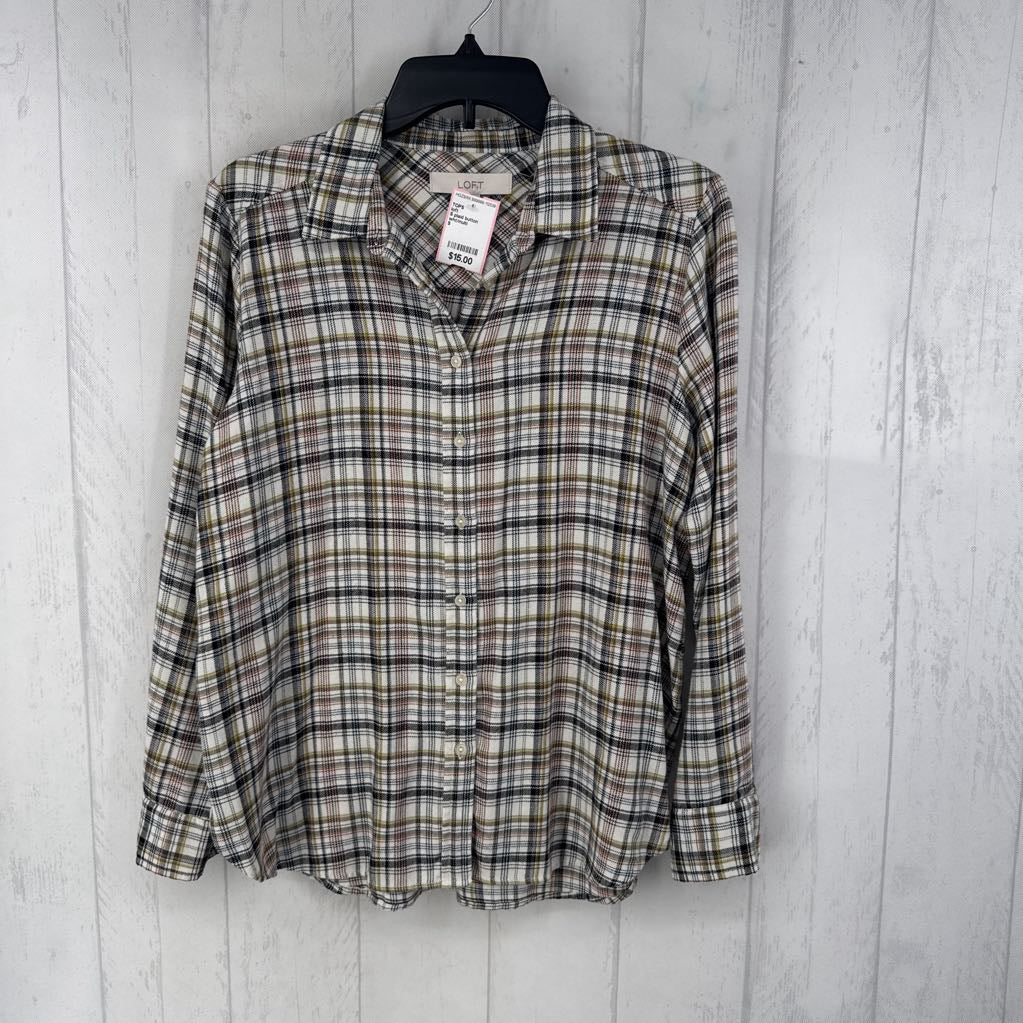 S plaid button down l/s top
