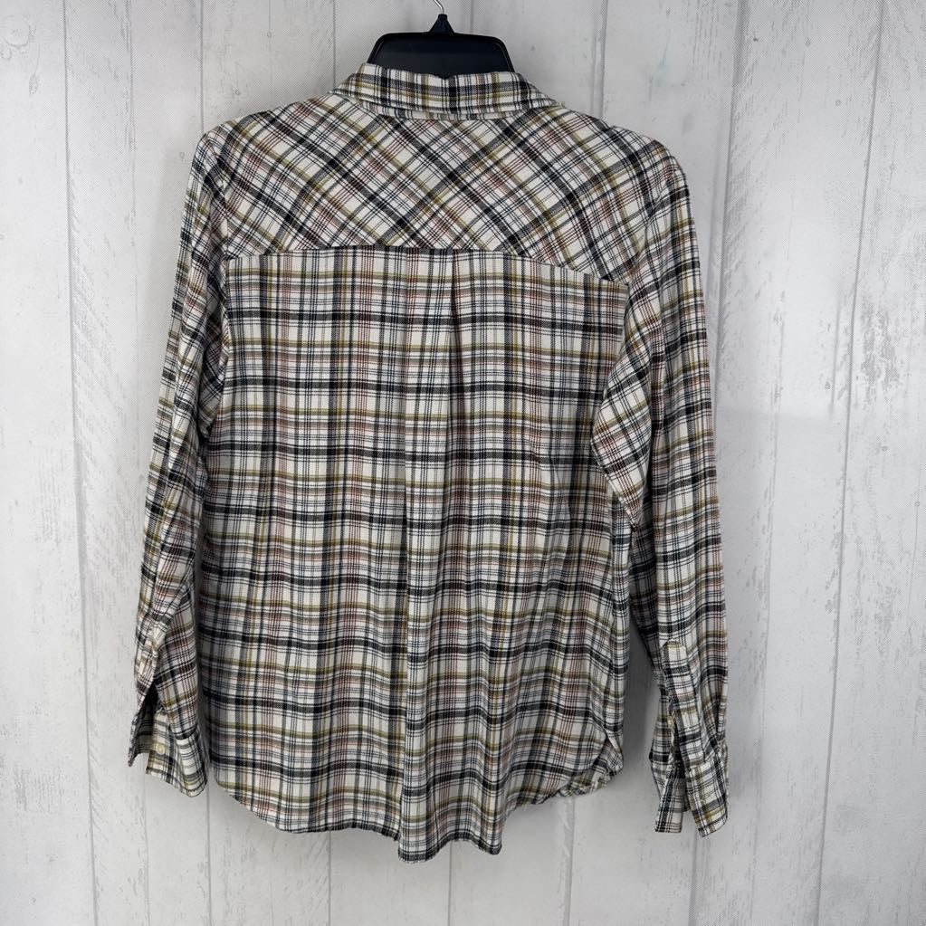 S plaid button down l/s top