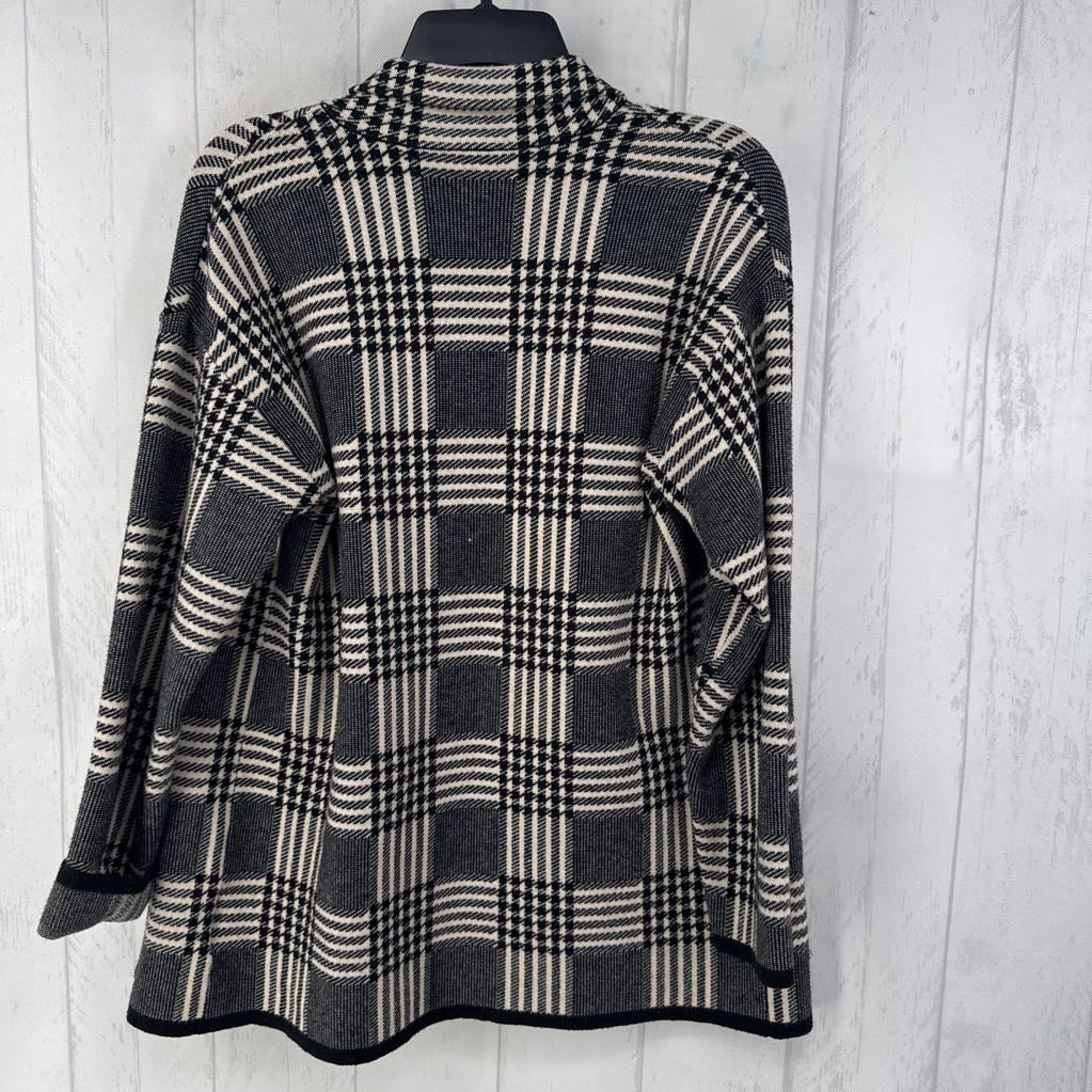 M buffalo plaid knit blazer