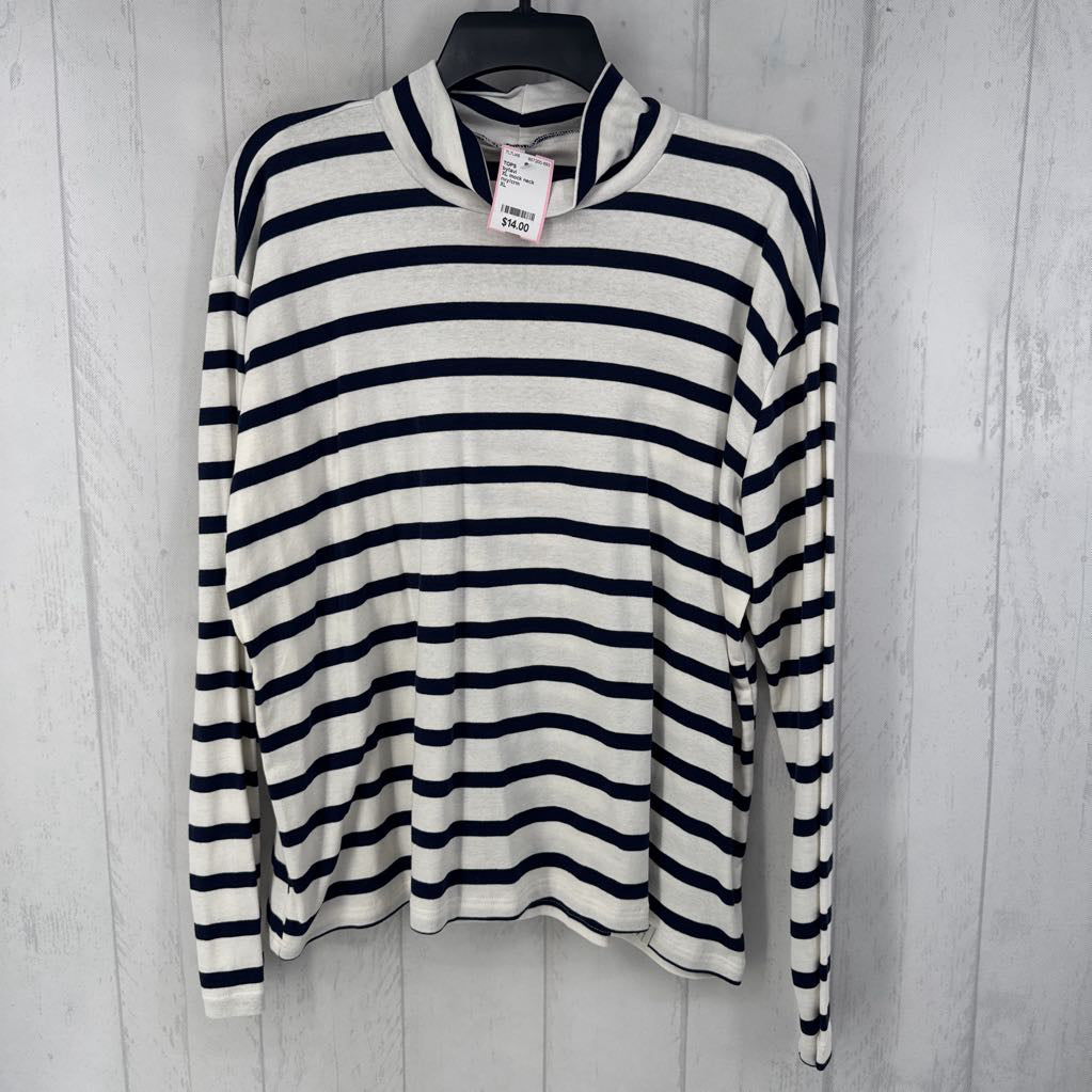 XL mock neck striped l/s top