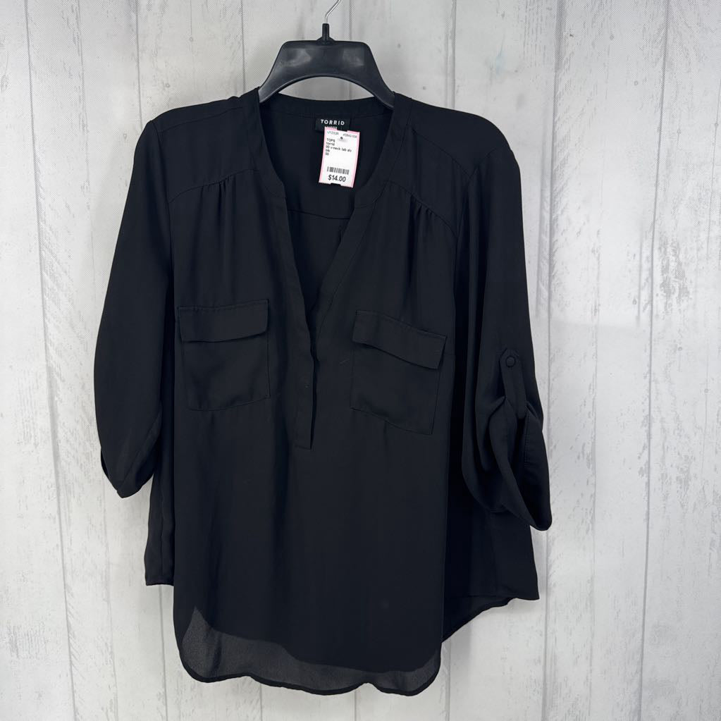 00 v-neck tab slv top