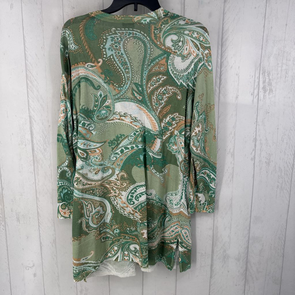 L paisley print button down l/s cardi