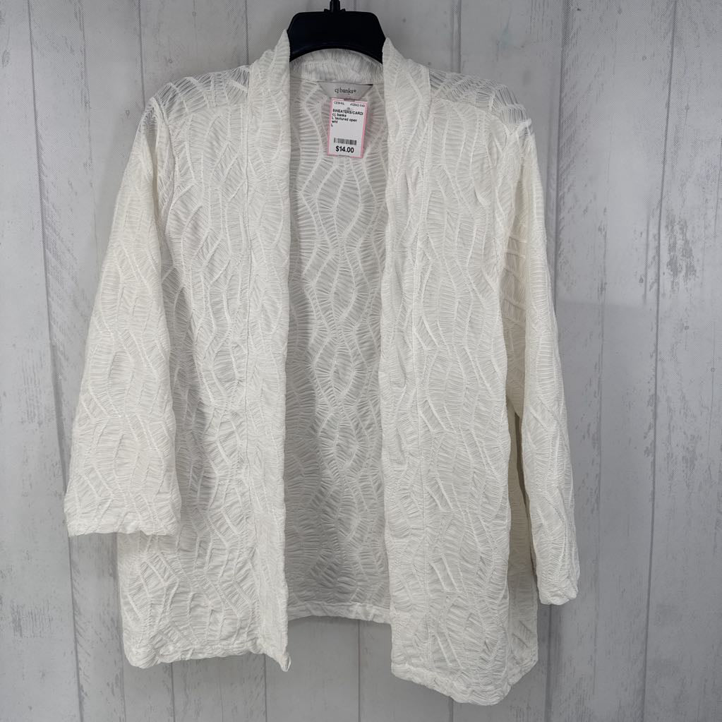 L textured open front 3/4 slv cardi