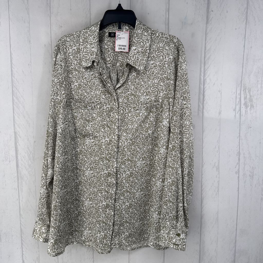 M paisley print button down l/s top