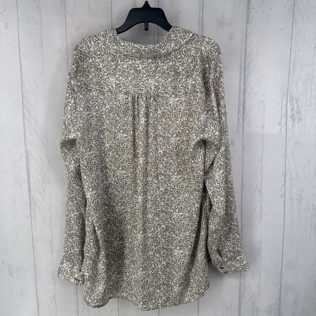 M paisley print button down l/s top