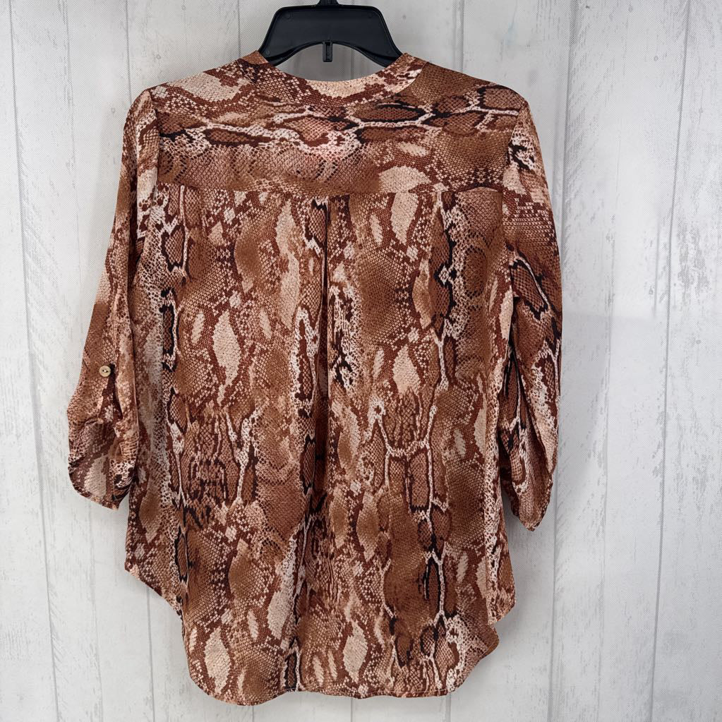 S animal print tab slv top