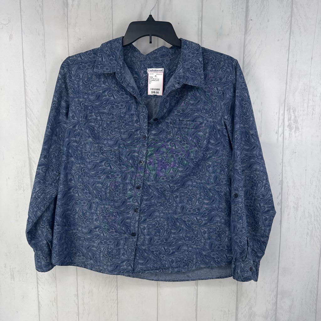 XL paisley print button down l/s top