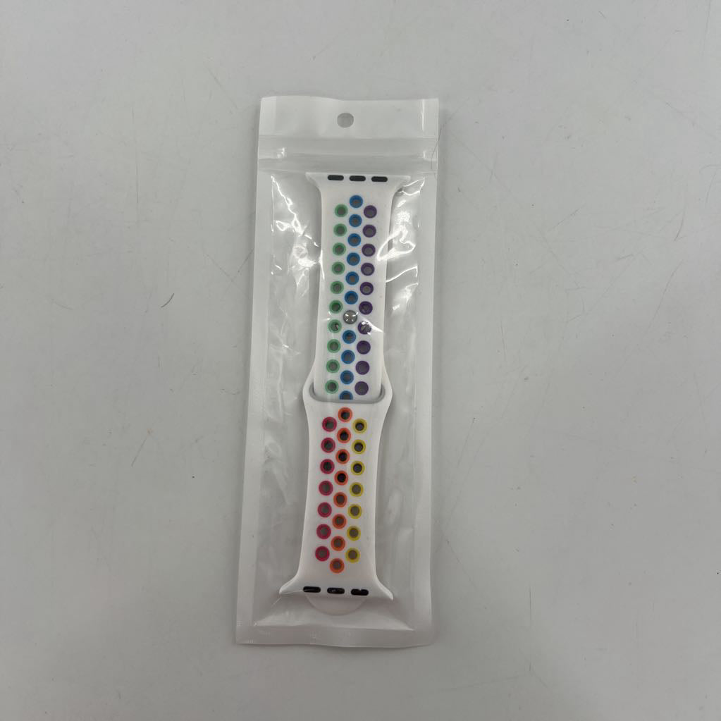 white & rainbow silicone watch band