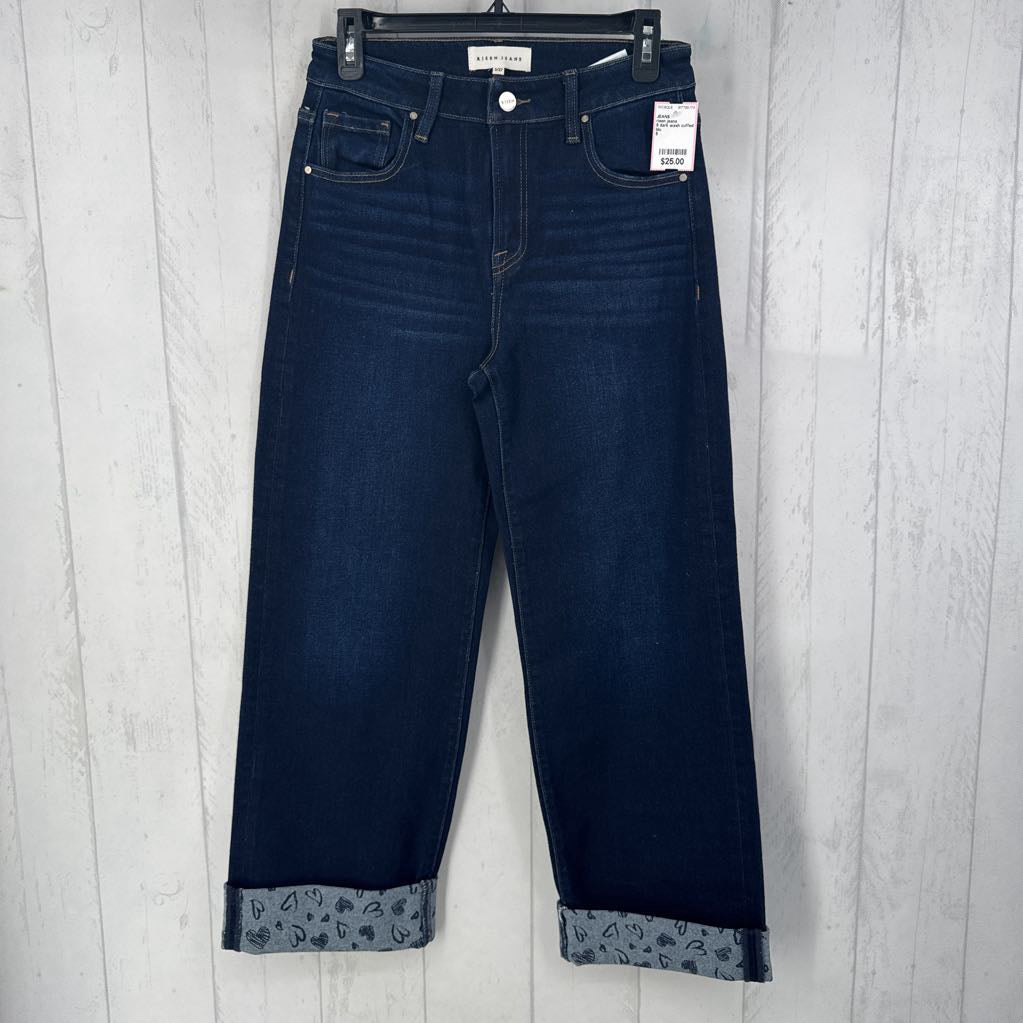 5 dark wash cuffed jeans