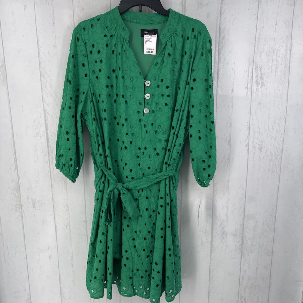 R99 1X eyelet belted l/s dress