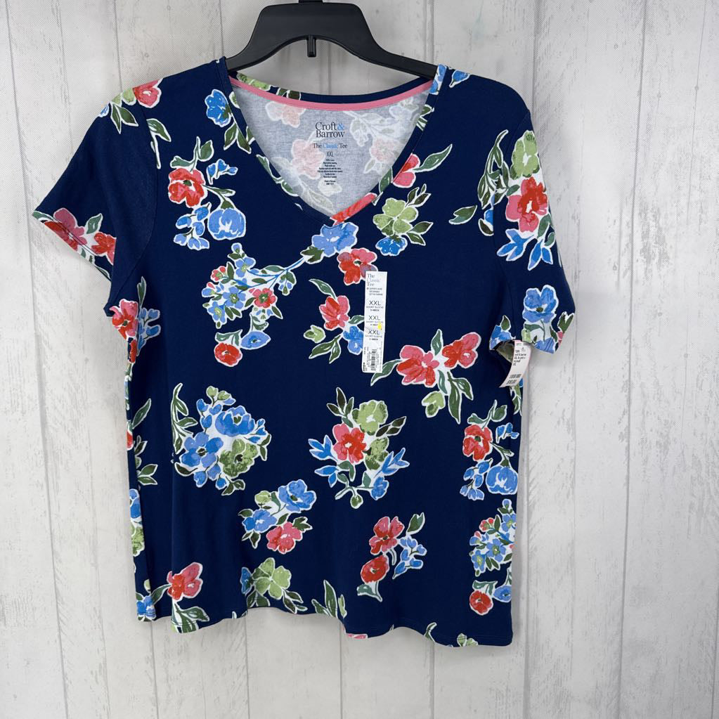 XXL flo print v-neck s/s tee