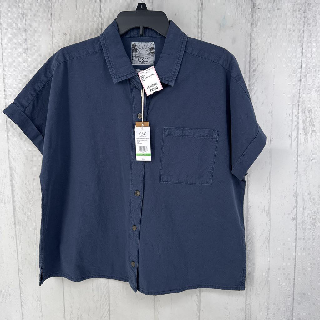R36 L sunwashed button down s/s top