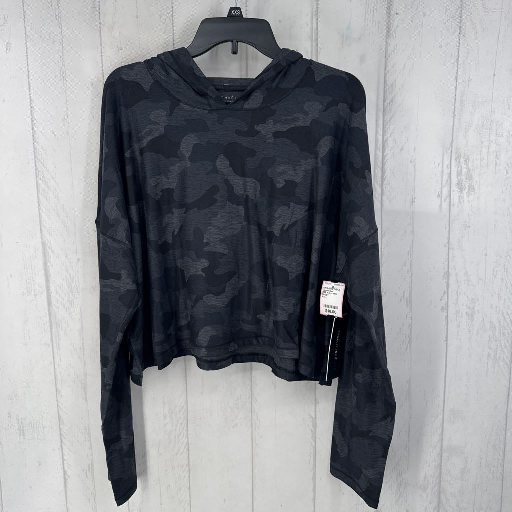 R58 XXL camo print hooded l/s top