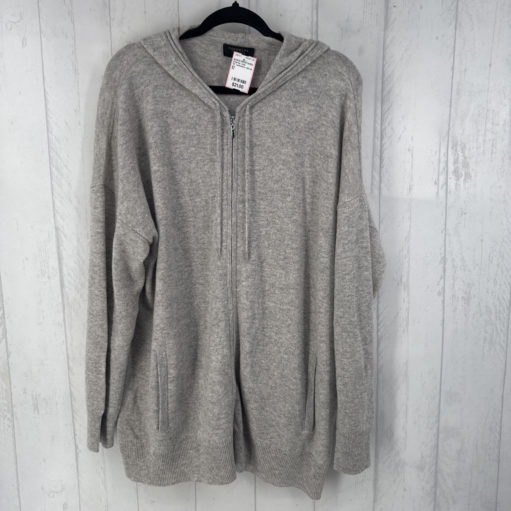 3X cashmere zip-up sweater