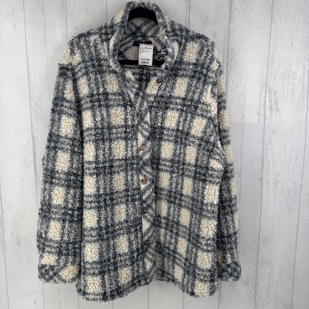 2X plaid sherpa shacket
