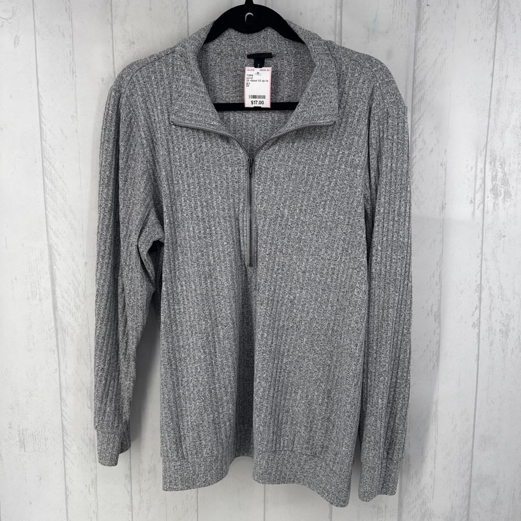 2X ribbed 1/2 zip l/s pullover