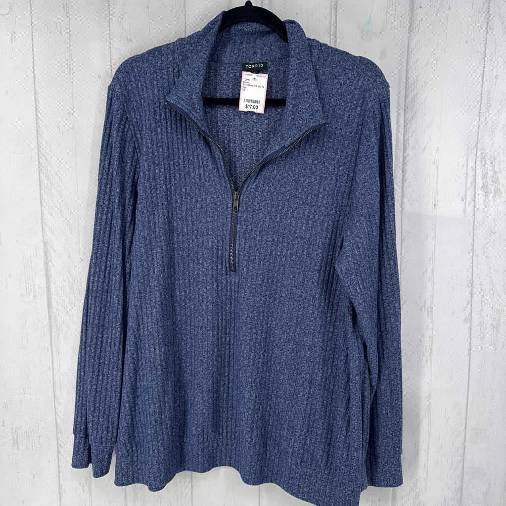 2X ribbed 1/2 zip l/s pullover