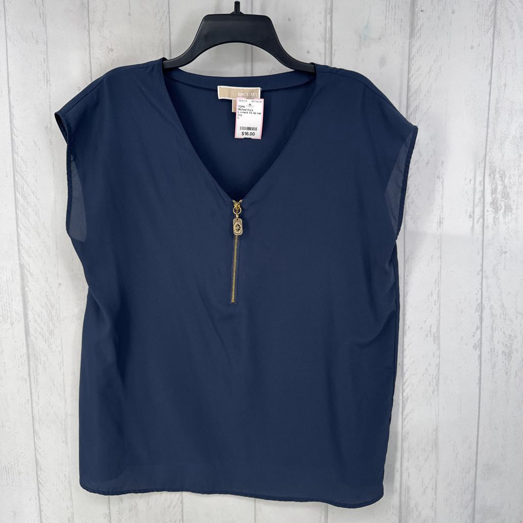 L v-neck 1/2 zip cap slv toptop