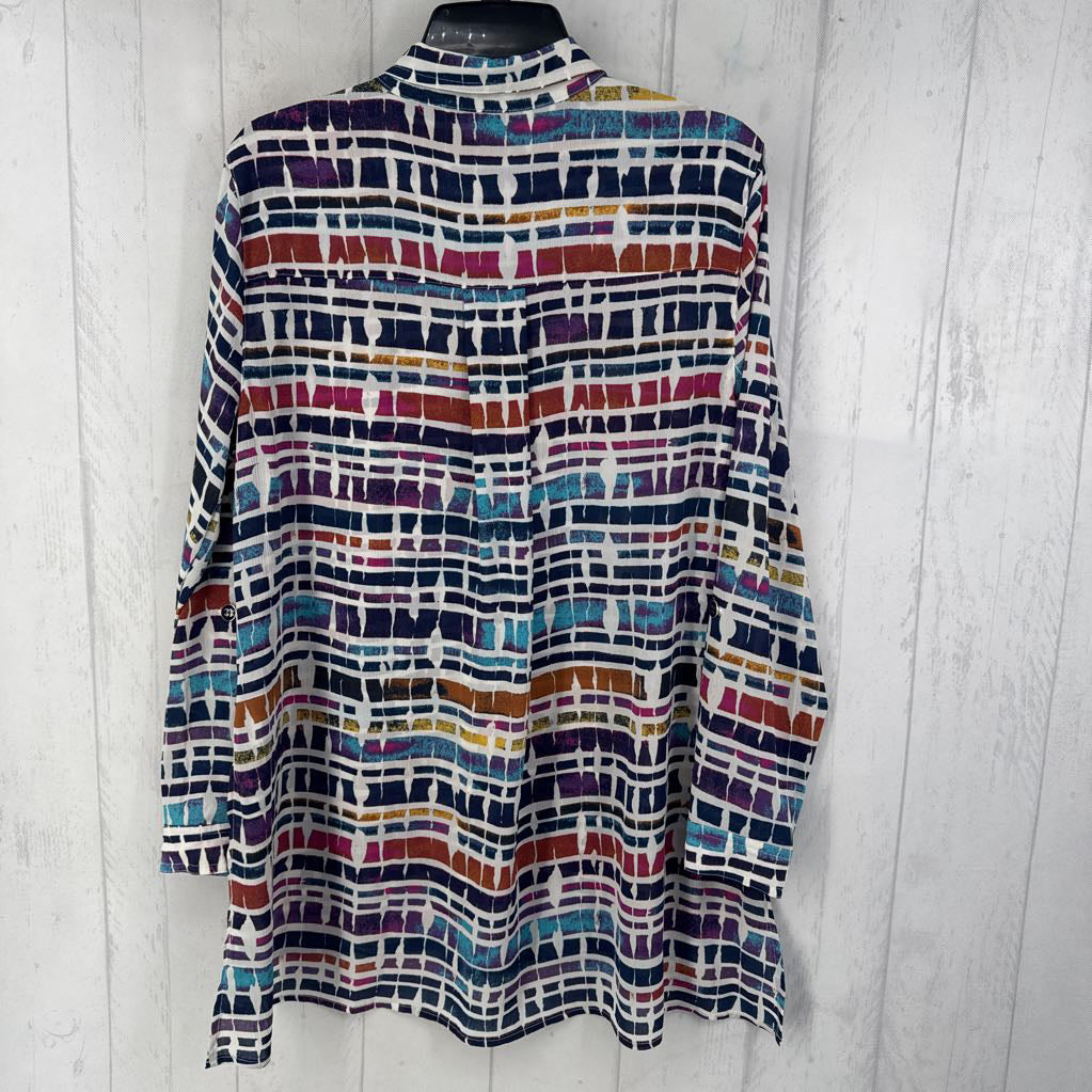 M printed button down l/s top