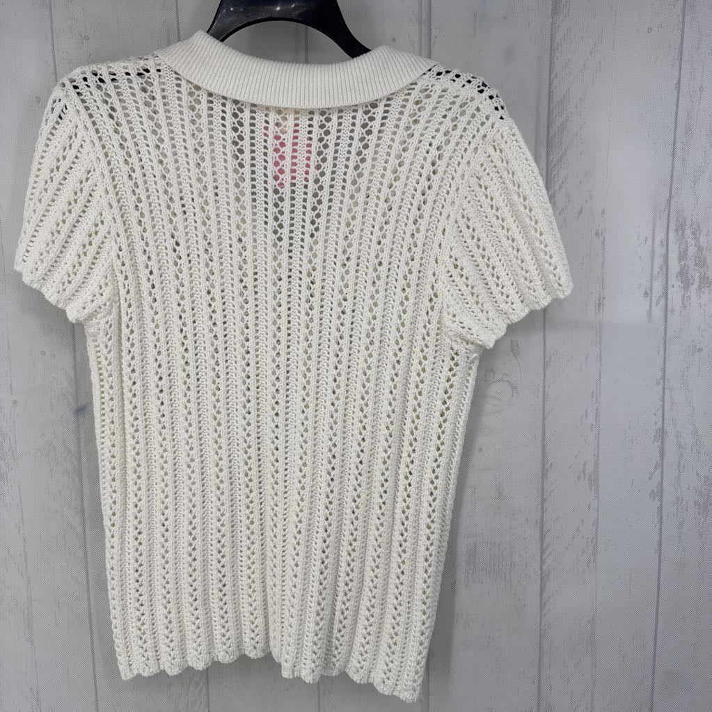 S crochet v-neck s/s top