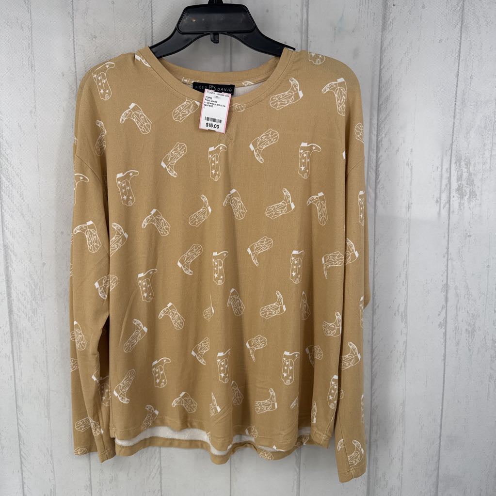 L cowboy print l/s top