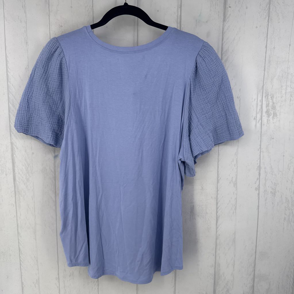 2x s/s hi-low scoop neck top