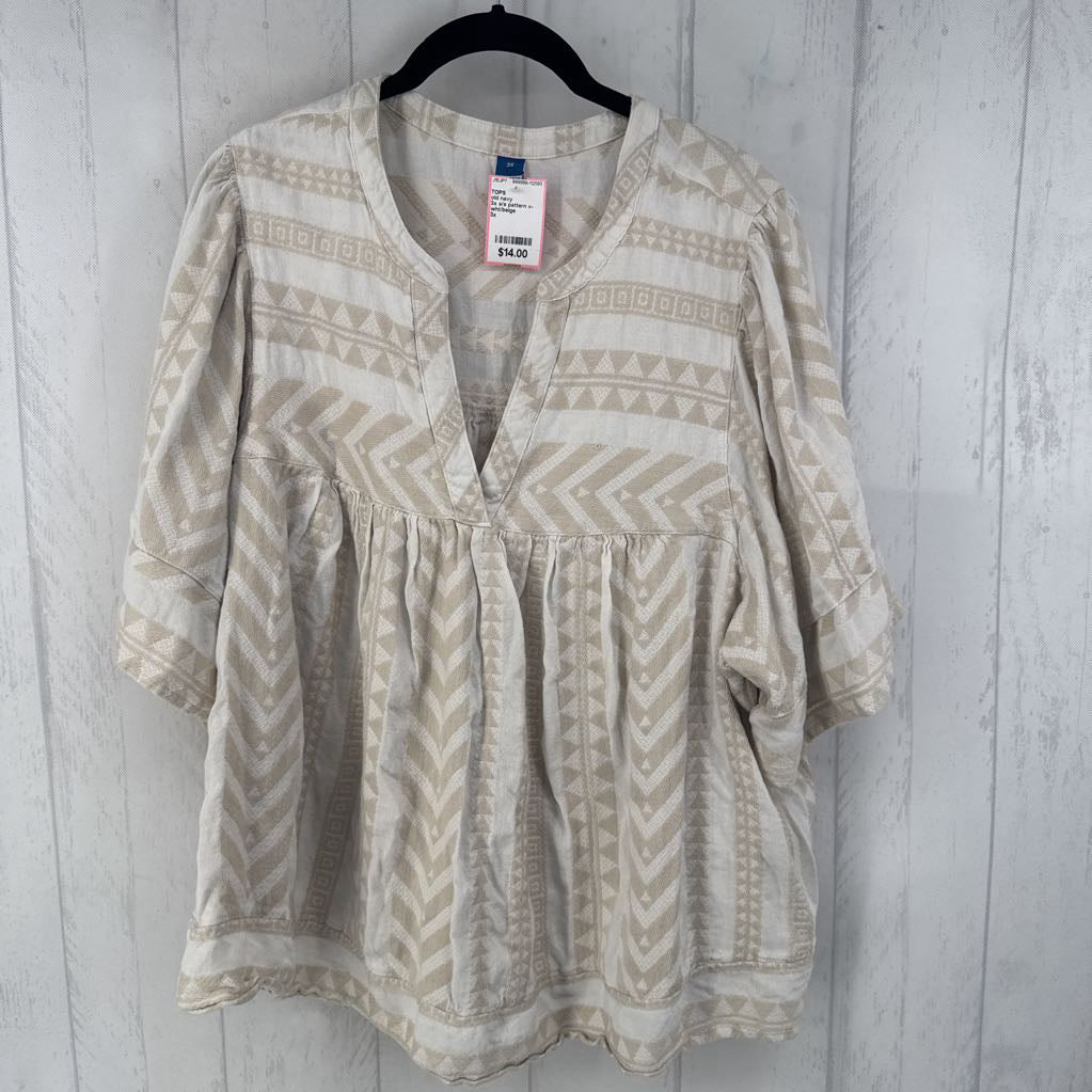 3x s/s pattern v-neck top