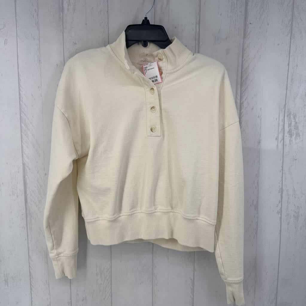 S l/s half button crop sweatshirt
