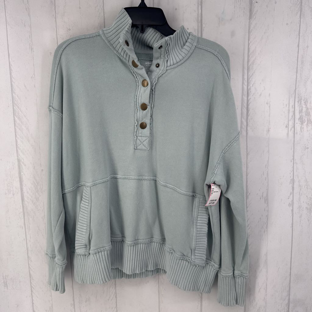 S l/s half button sweatshirt