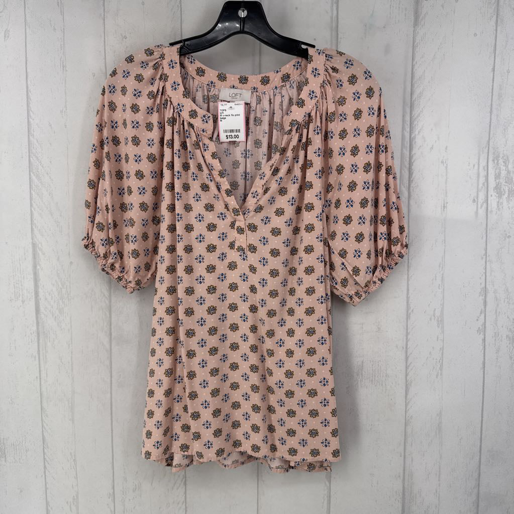 M v-neck flo print s/s top