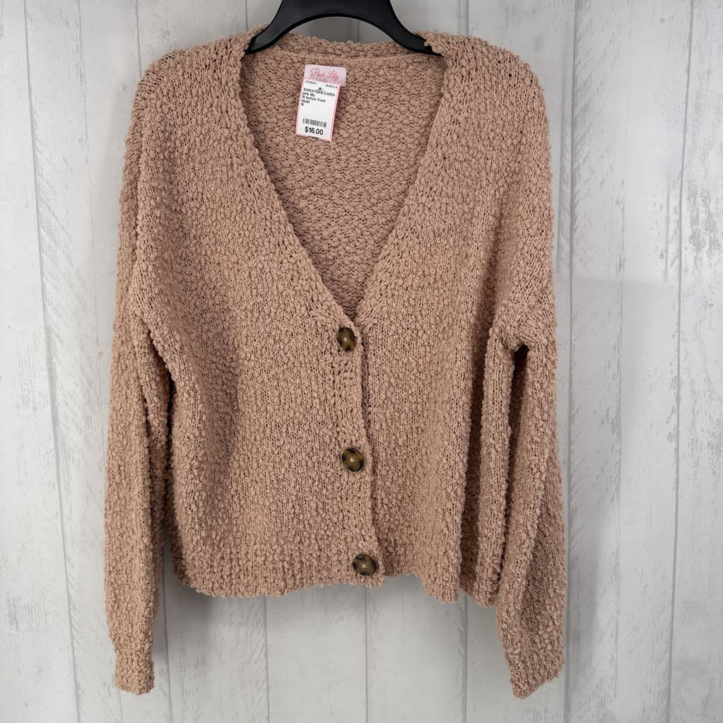 M button front boucle sweater