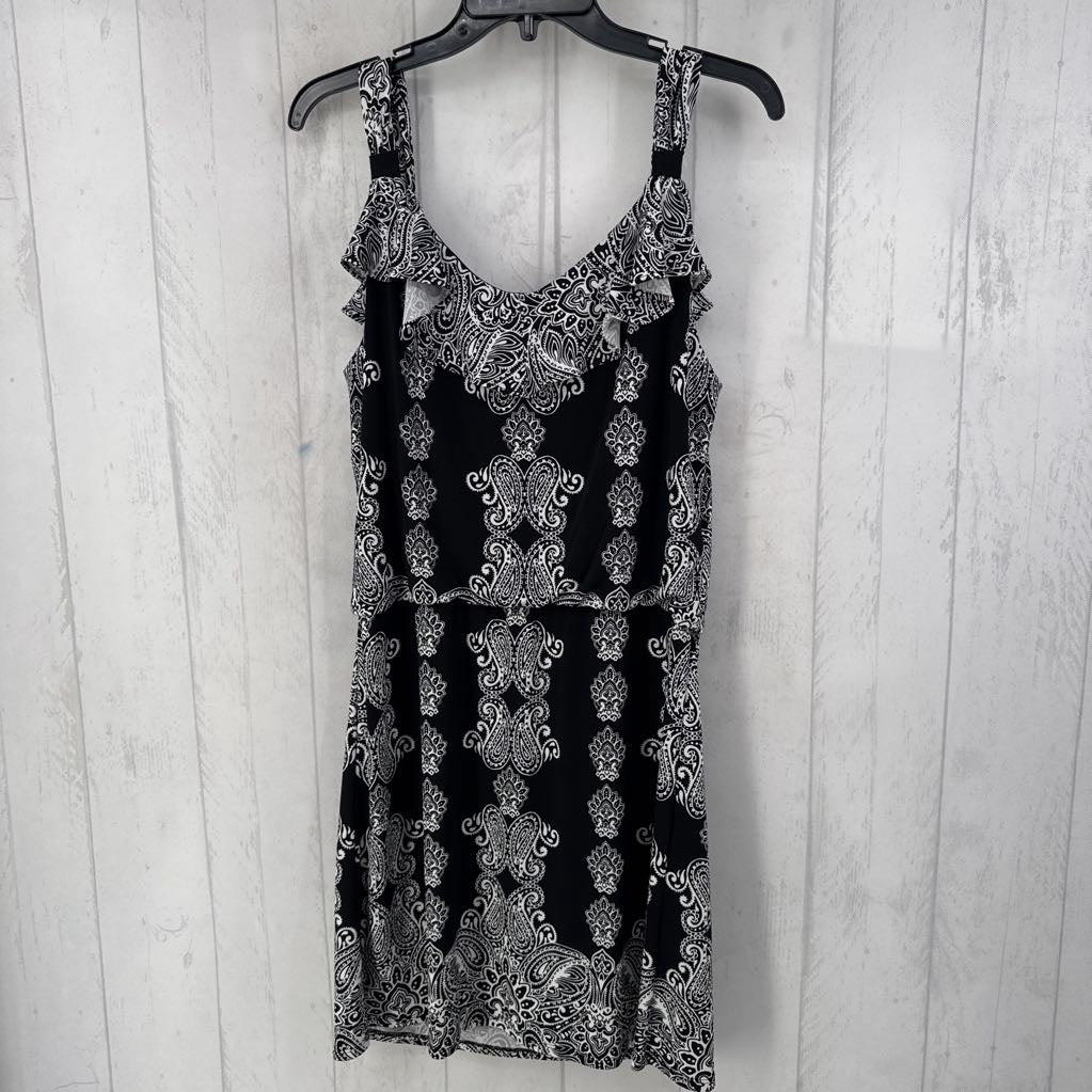 M paisley print ruffled slvls dress