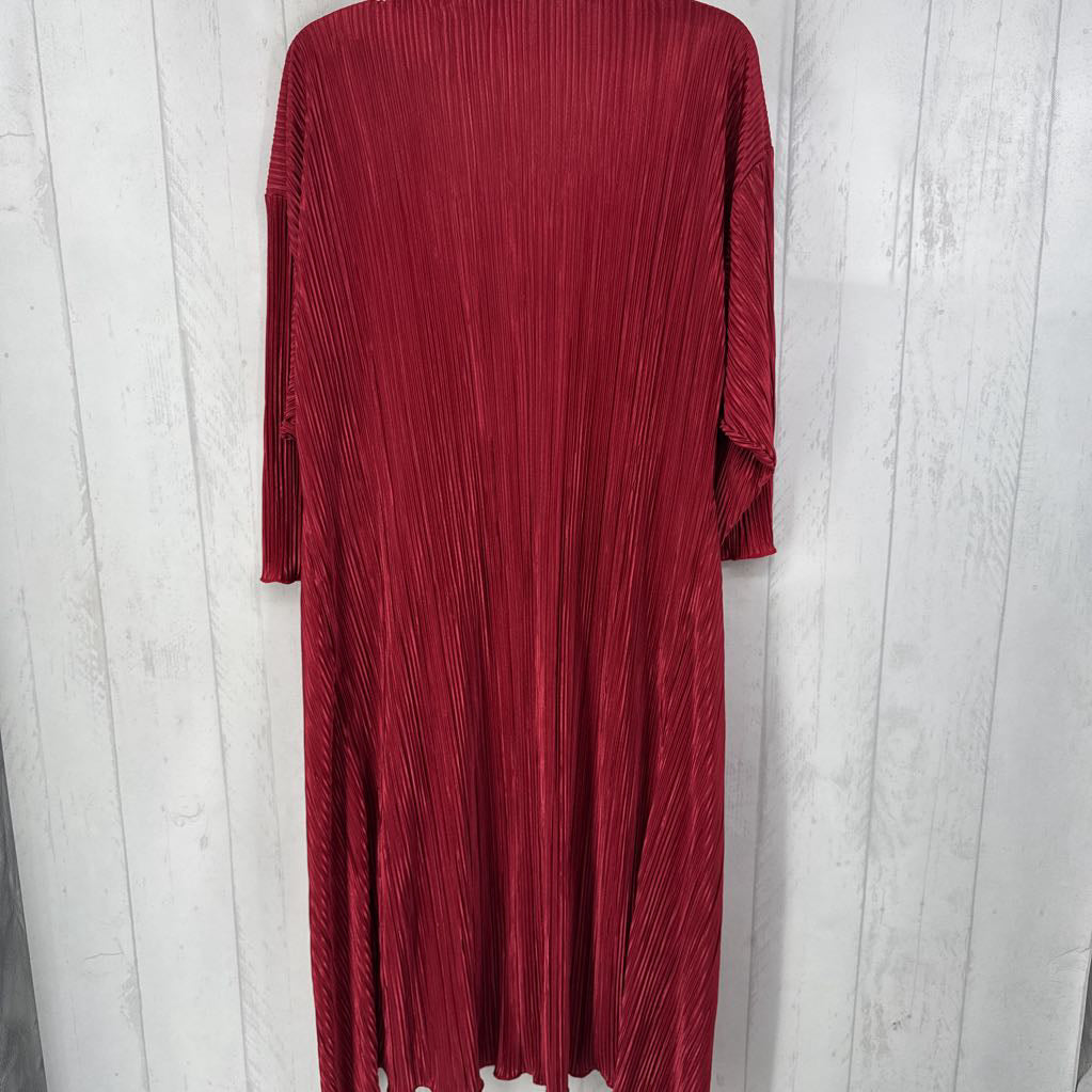 L pleated 3/4 slv open front cardi