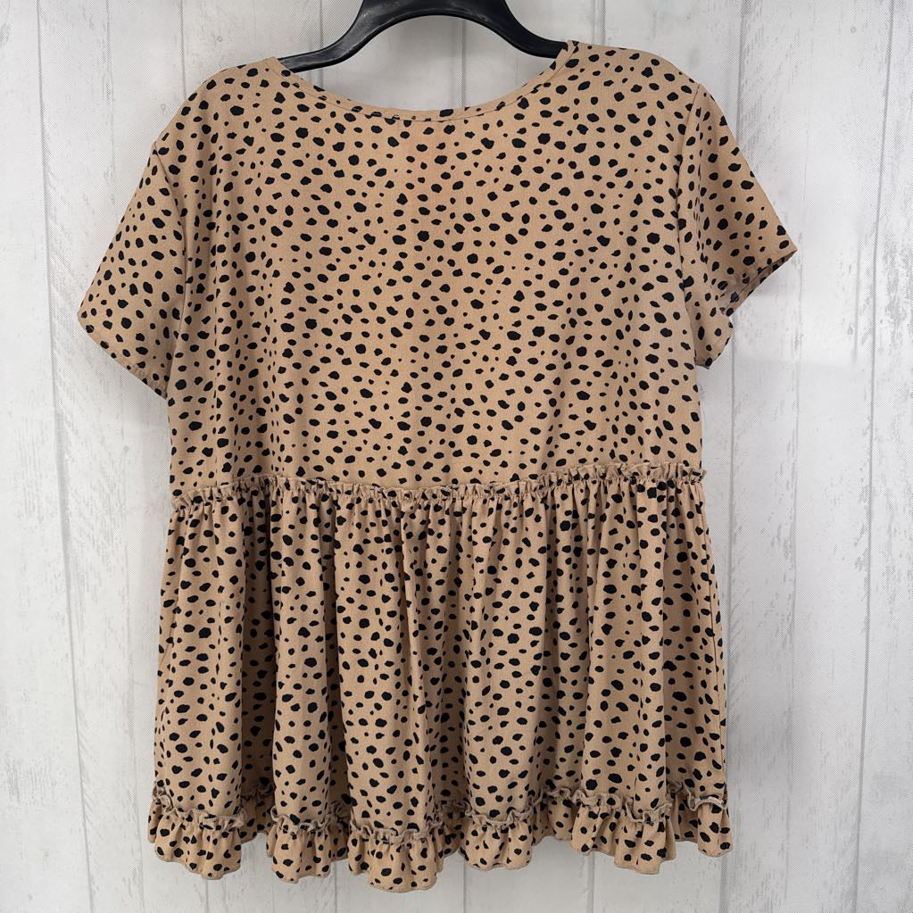 M animal print s/s peplum top