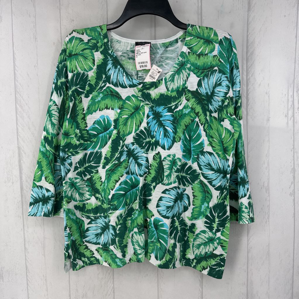 R99 Lp leaf print 3/4 slv top