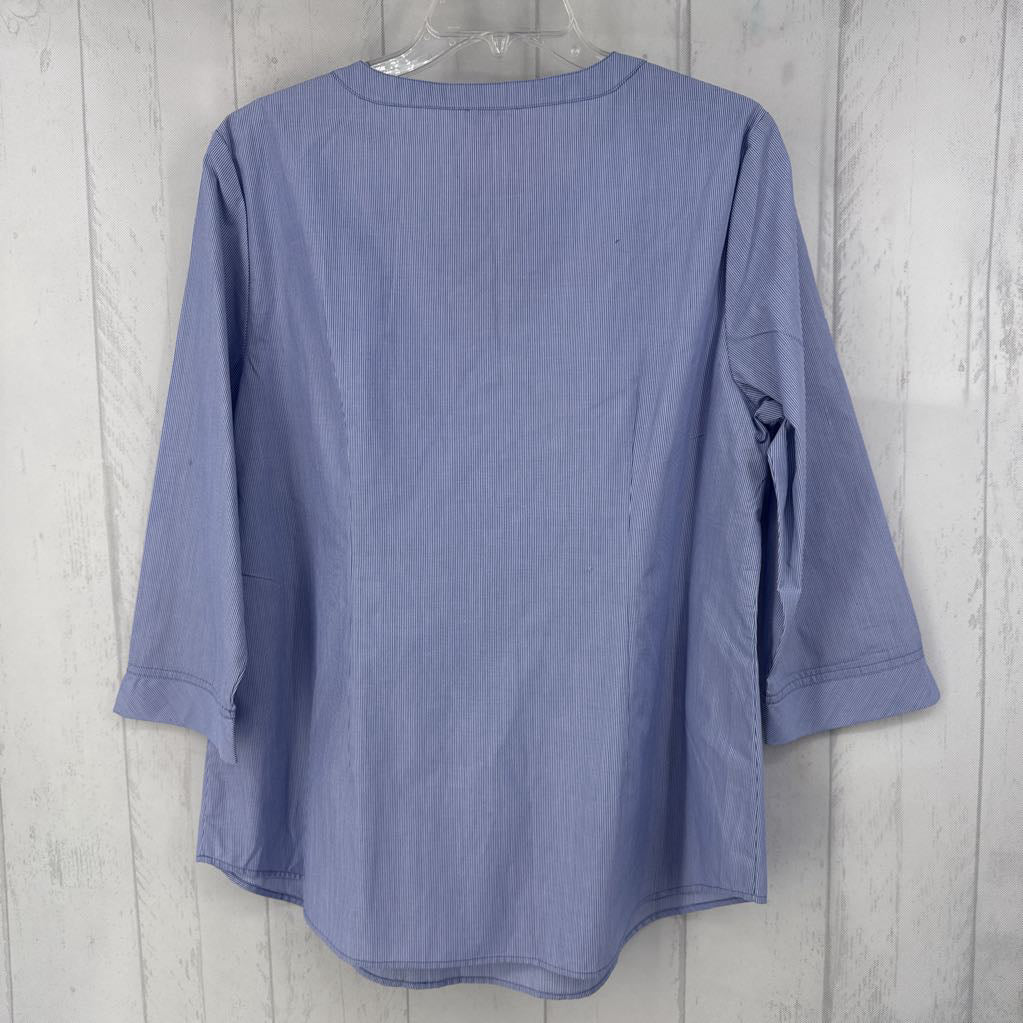 R56 L striped notch neck 3/4 slv top